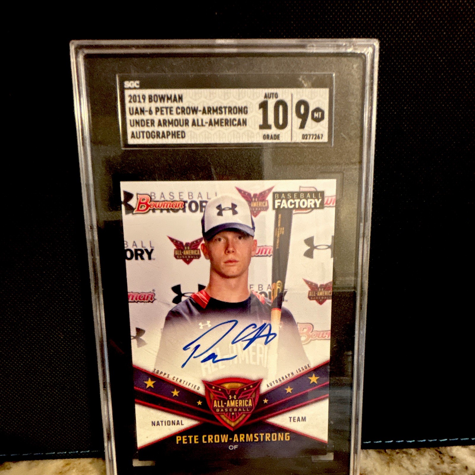 Bowman 2019 Under Armour All-American Pete Crow-Armstrong UAN-6 Auto SGC 10 Bowman 2019 Under Armour All-American Pete Crow-Armstrong UAN-6 Auto SGC 10