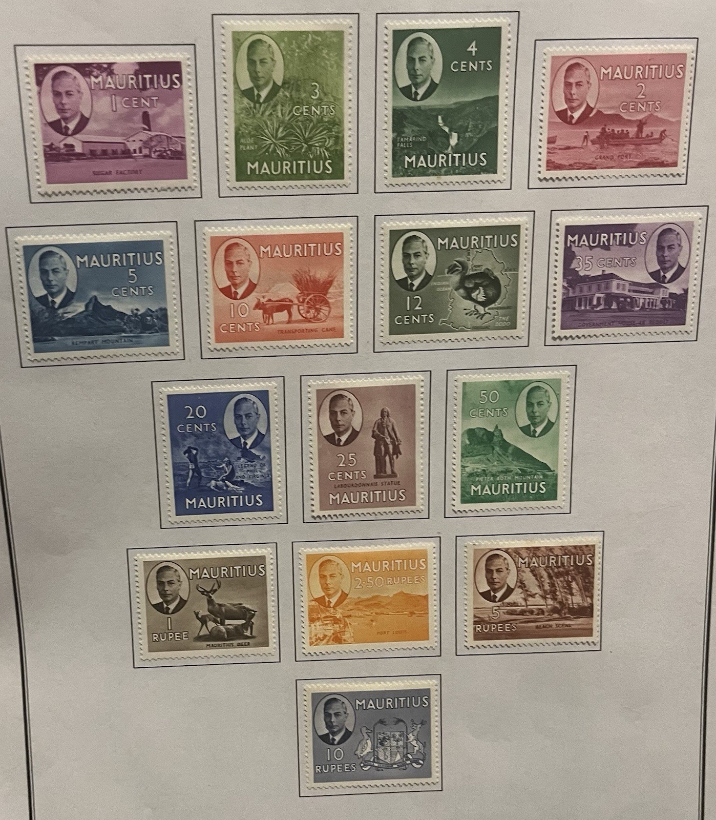 Mauritius - 1950 Set To 10 Rupees - Fine Mint - Cat £95