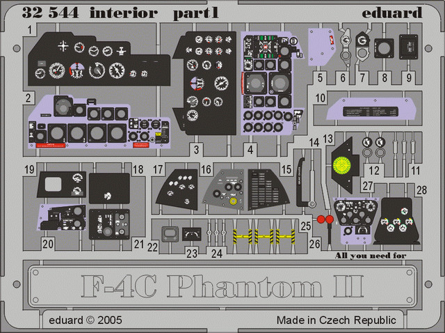 EDUARD MODELS 1/32 Aircraft- F4C Interior for TAM (Painted) EDU32544 EDUARD MODELS 1/32 Aircraft- F4C Interior for TAM (Painted) EDU32544