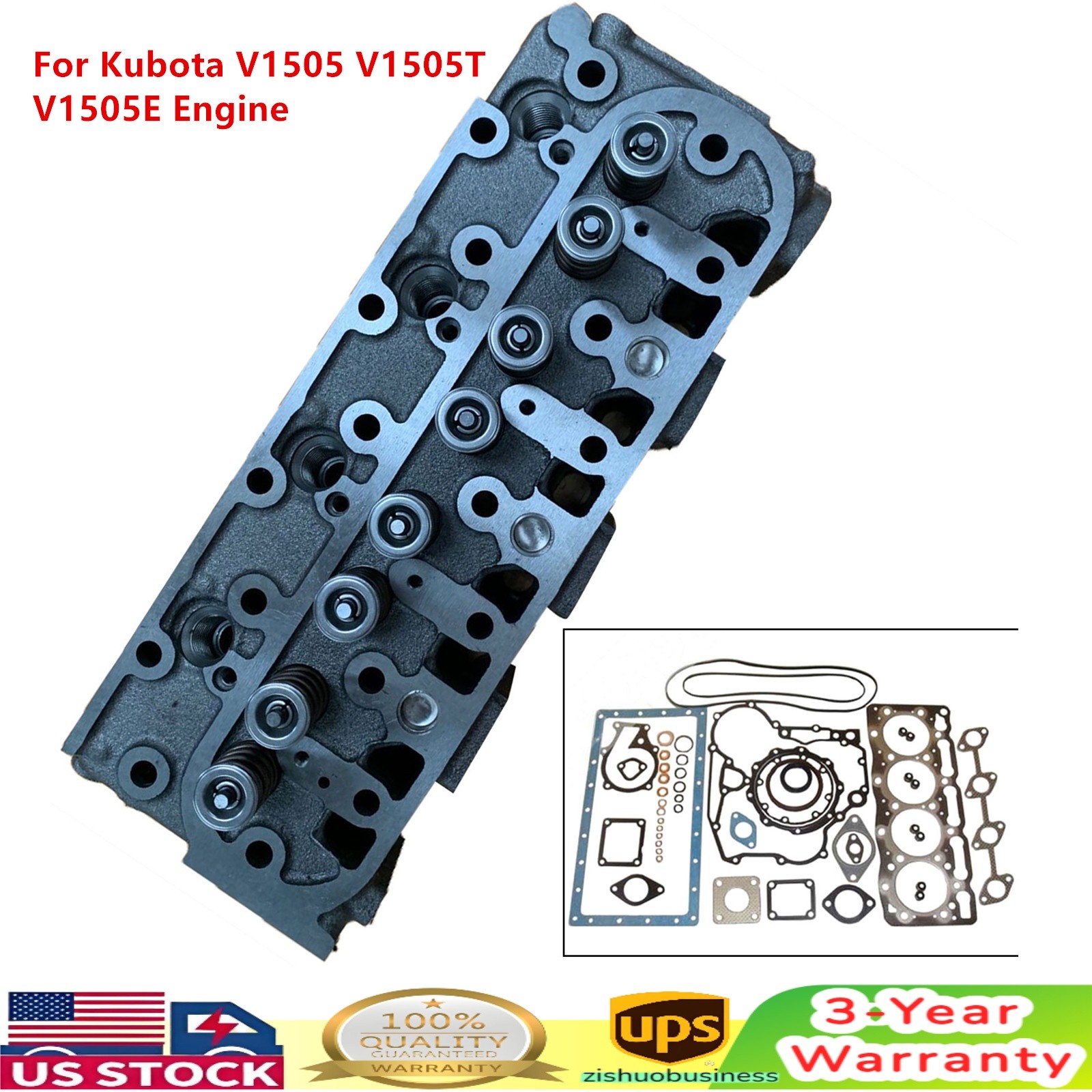V1505 Complete Cylinder Head & Full Gasket Kit Kubota V1505E V1505D V1505 V1505T