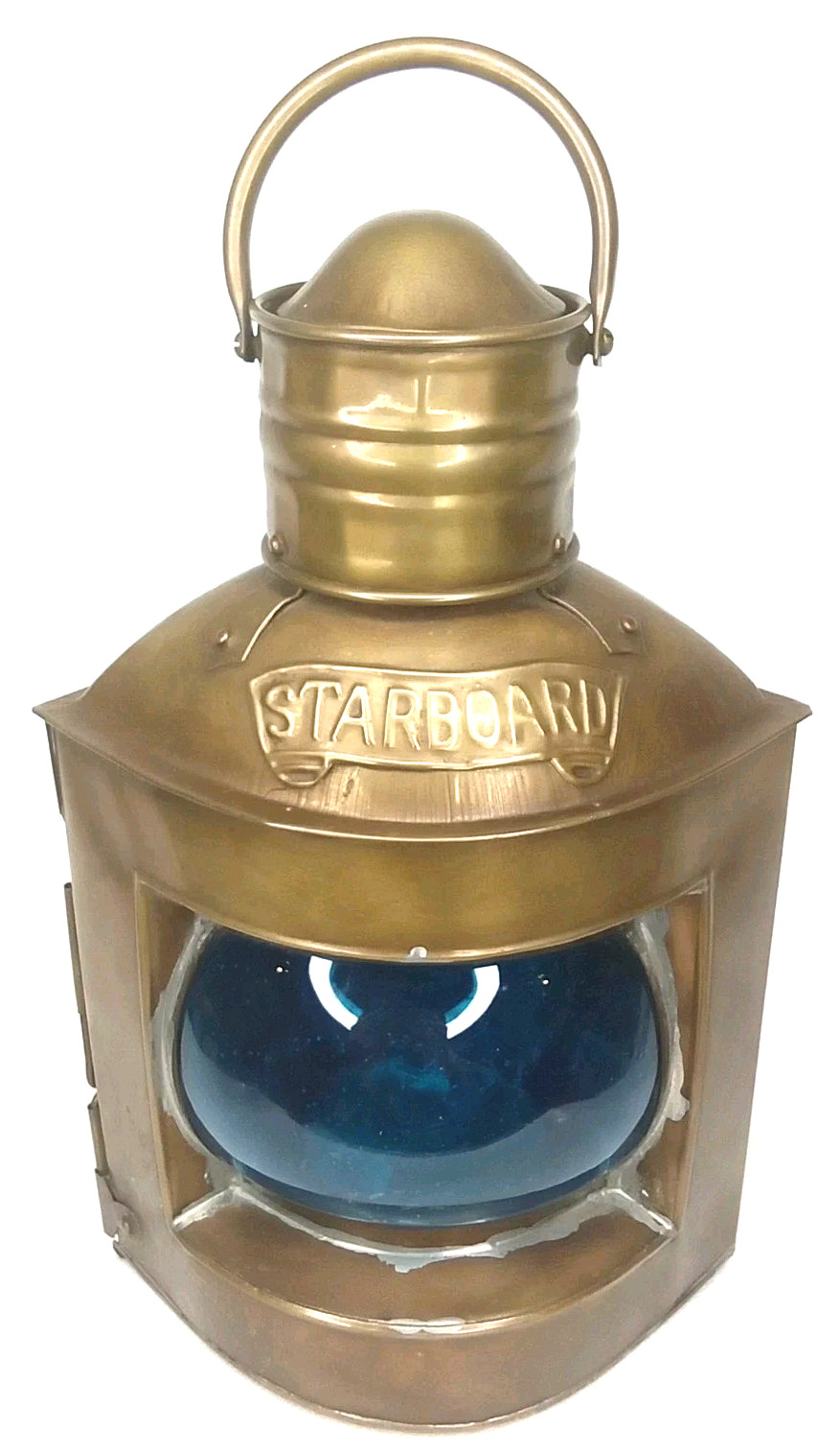 Antique 1870s Will & Finck Maritime Brass Starboard Corner Mount Lantern Signed