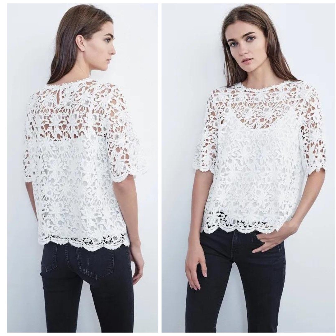 VELVET by Graham and Spencer -NWT $220- Kaylee Floral Crochet Top White | XS