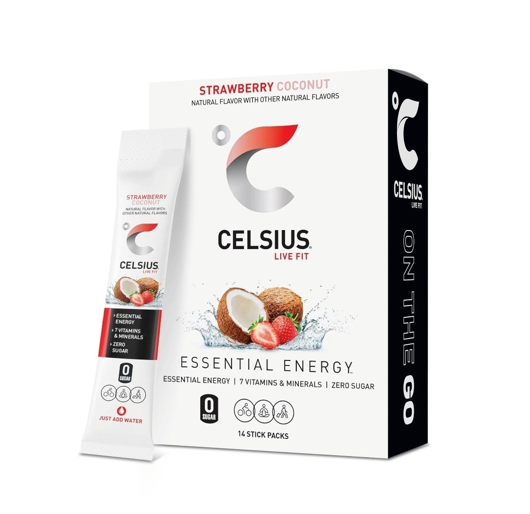 Celsius on the Go Energy Fat Burner Powder Strawberry/Coconut - 2 Pk. 28 Sticks