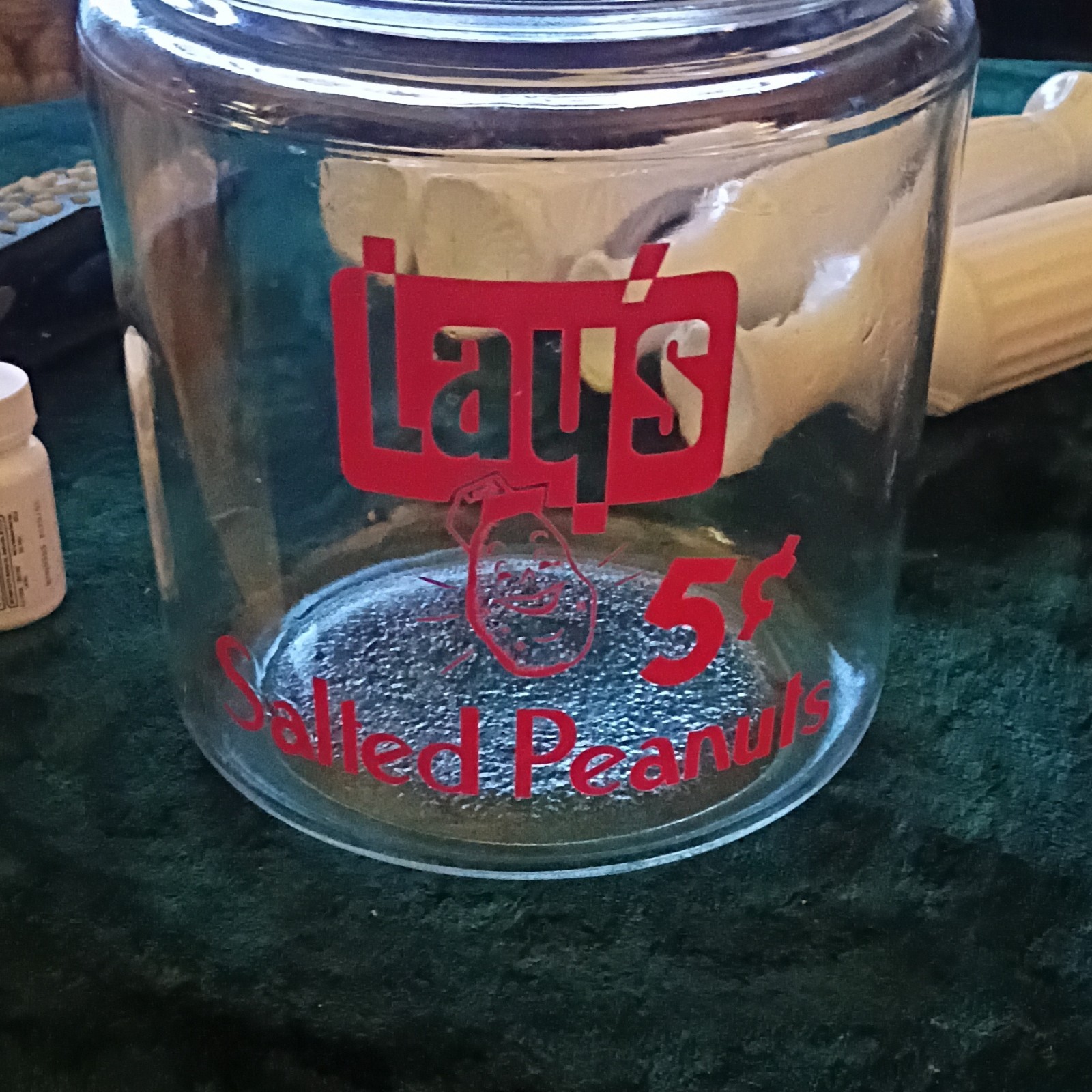 Vintage This Is A Lay Salted Peanuts Jar From The 1930s To 40s With The Lid Vintage This Is A Lay Salted Peanuts Jar From The 1930s To 40s With The Lid