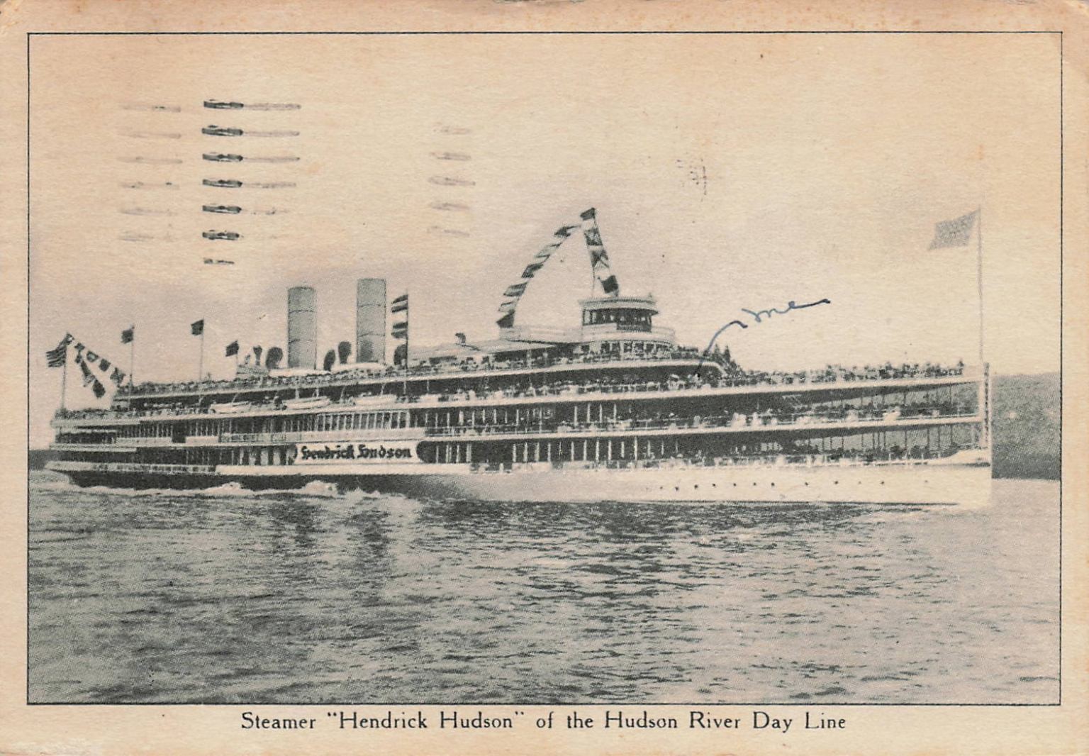 1908 Steamer Hendrick Hudson Hudson River Day Line Postcard Posted