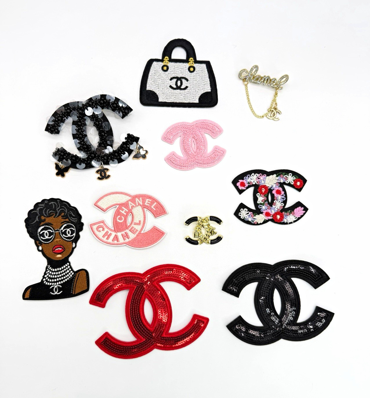 (SALE) 10PC  IRON-ON PATCHES/BROOCH SET (GREAT DEAL)