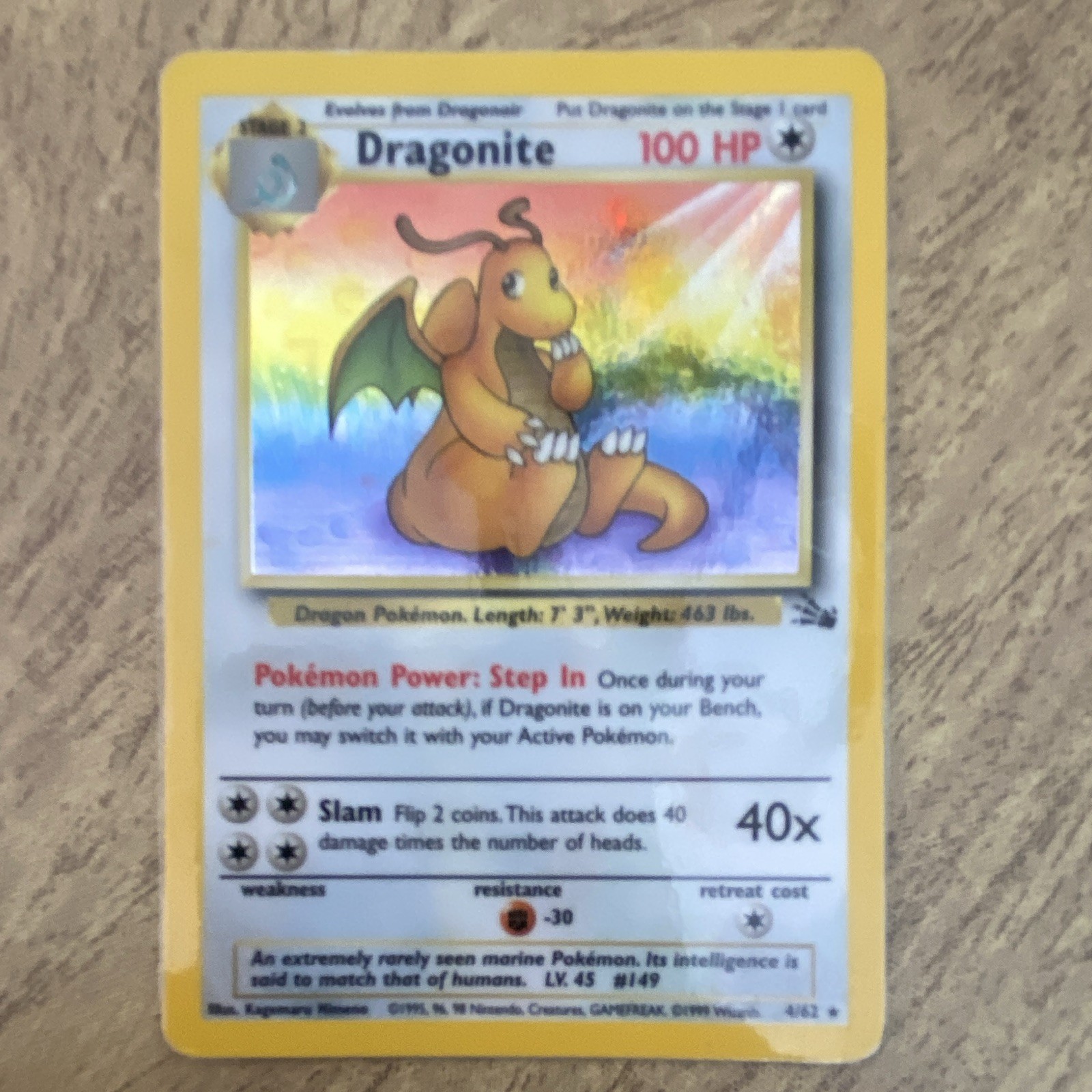 Dragonite 4/62 Fossil Holo - LAMINATED Dragonite 4/62 Fossil Holo - LAMINATED