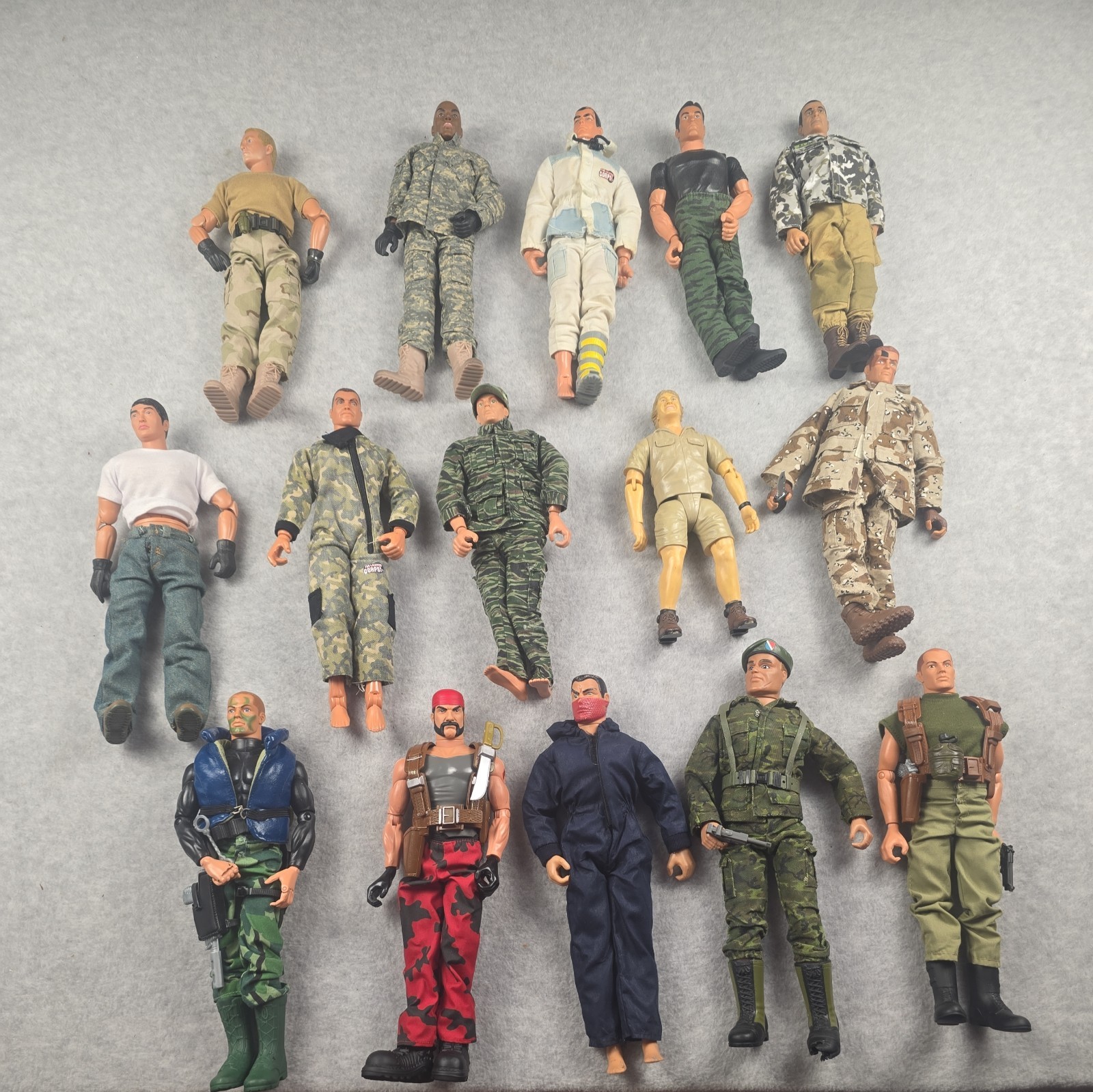 Lot of 15 Vintage 1/6 Action Figures GI Joe Lanard Chopper Steve Irwin AS IS