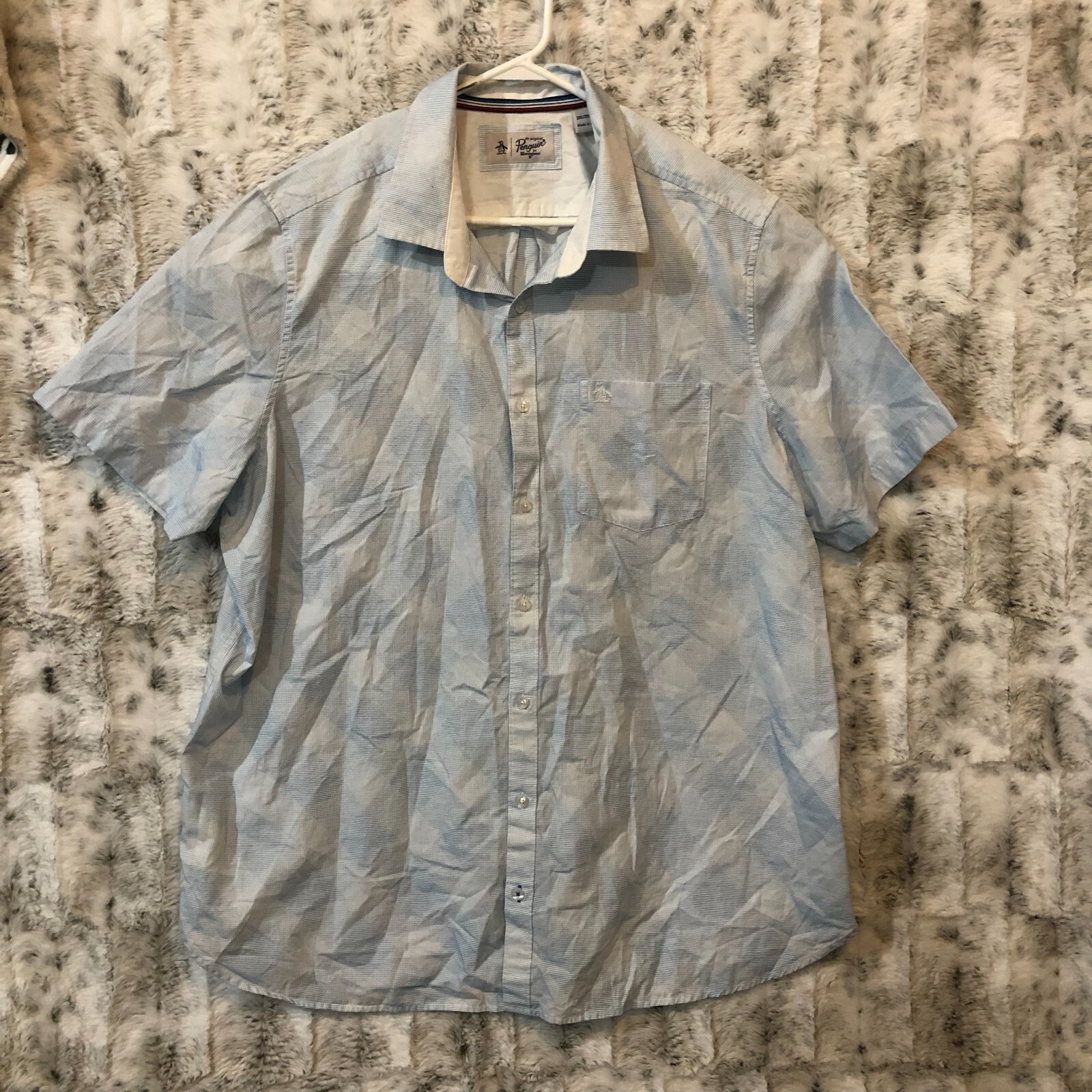 Original Penguin Munsingwear Mens XXL Button Up Short Sleeve Shirt Geometric