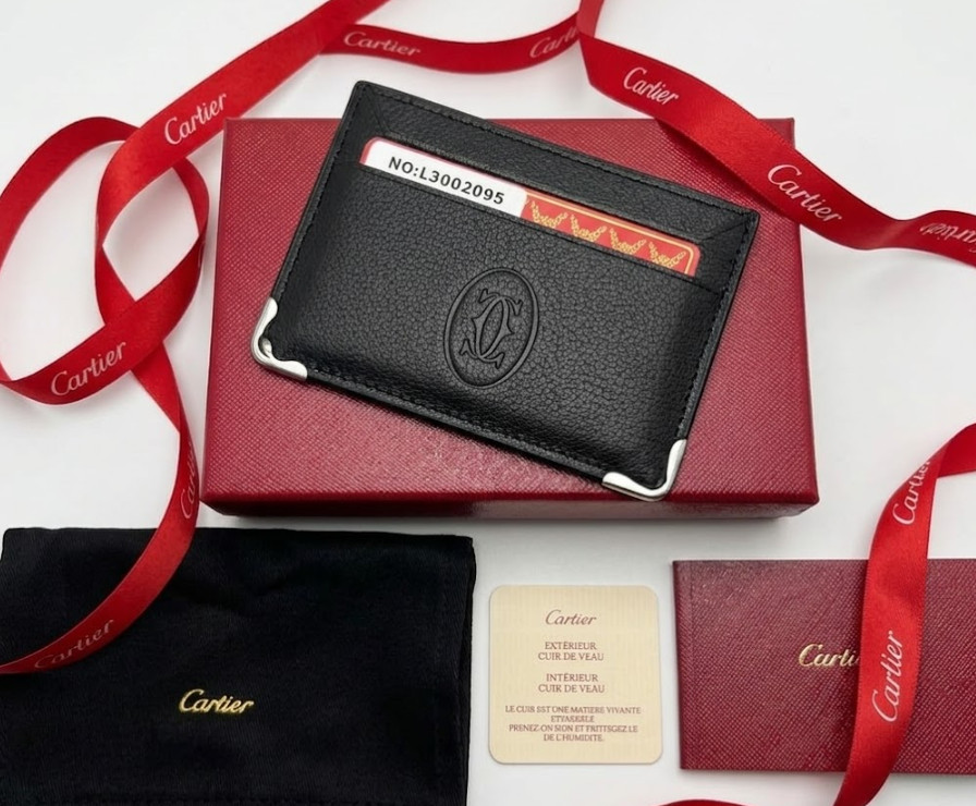 Cartier Must de Cartier Black Calfskin Card Holder Luxury Leather Wallet NIB