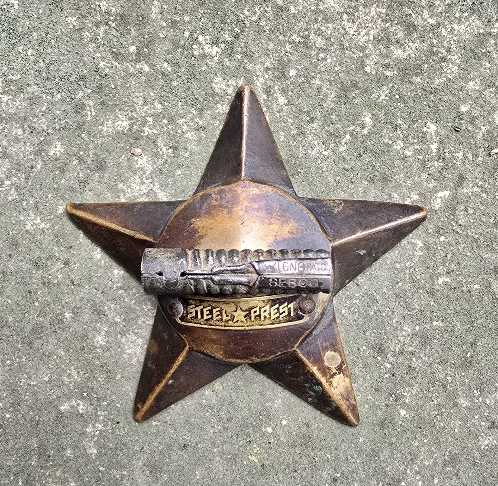 ANTIQ CAST IRON ADVERTISING PAPERWEIGHT STAR EXPANSION BOLT CO BUILDING SUPPORT