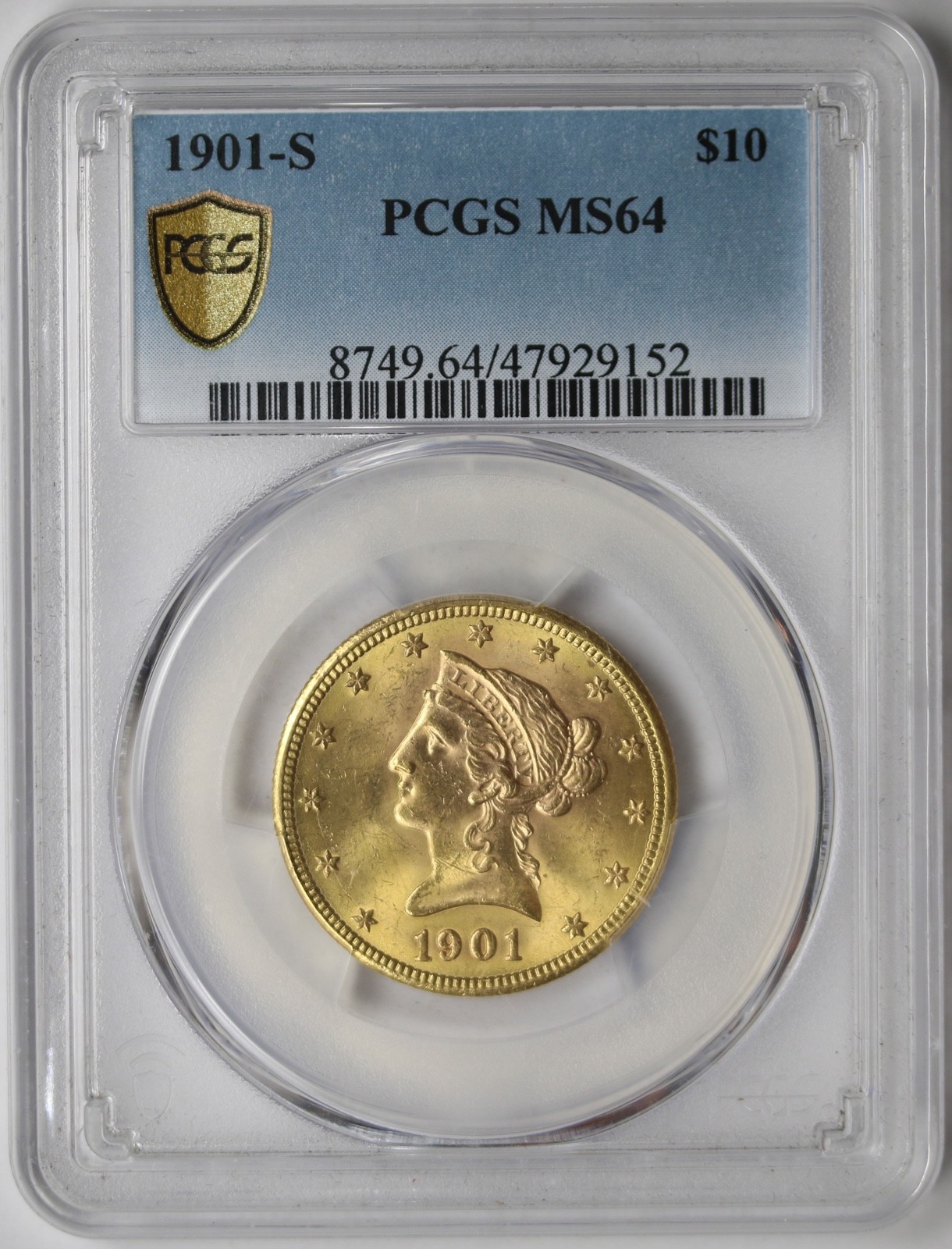 1901-S Liberty Head Eagle Gold $10 MS 64 PCGS Secure Shield
