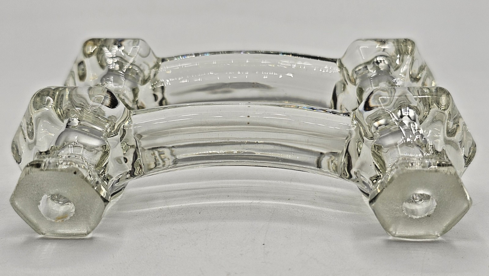 Vintage Clear Glass Curved Drawer Handle Pulls 4\