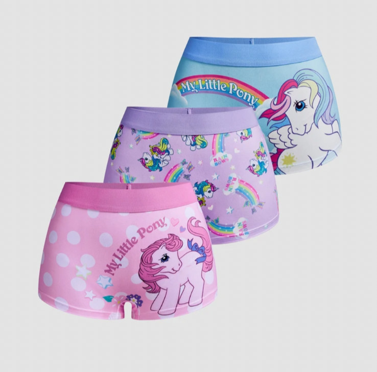 Women’s My Little Pony Shein Kawaii Y2K Cartoon Boyshort Panties  3 pack L
