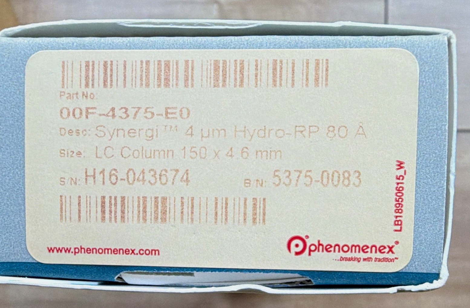 Phenomenex Synergi 4µm Hydro-RP 80Å LC Column 150 x 4.6mm 00F-4375-E0