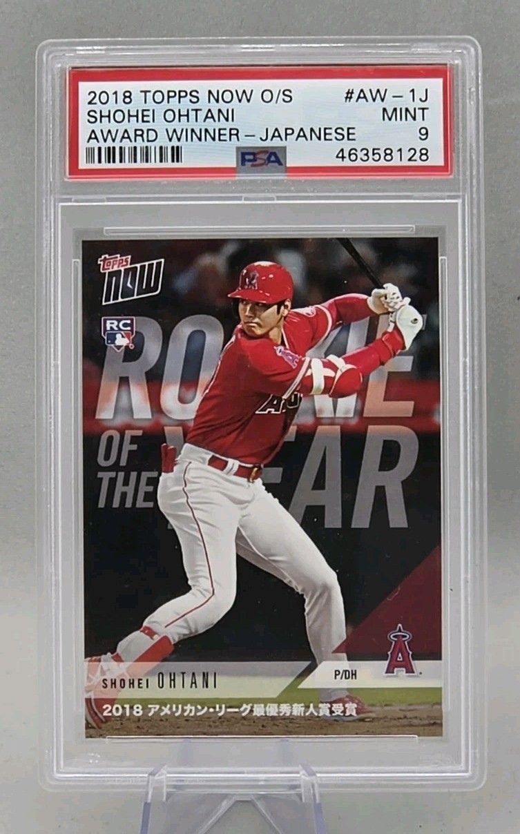 2018 Topps Now O/S Shohei Ohtani RC #AW-1J ROY Award Winner Japanese PSA 9 2018 Topps Now O/S Shohei Ohtani RC #AW-1J ROY Award Winner Japanese PSA 9