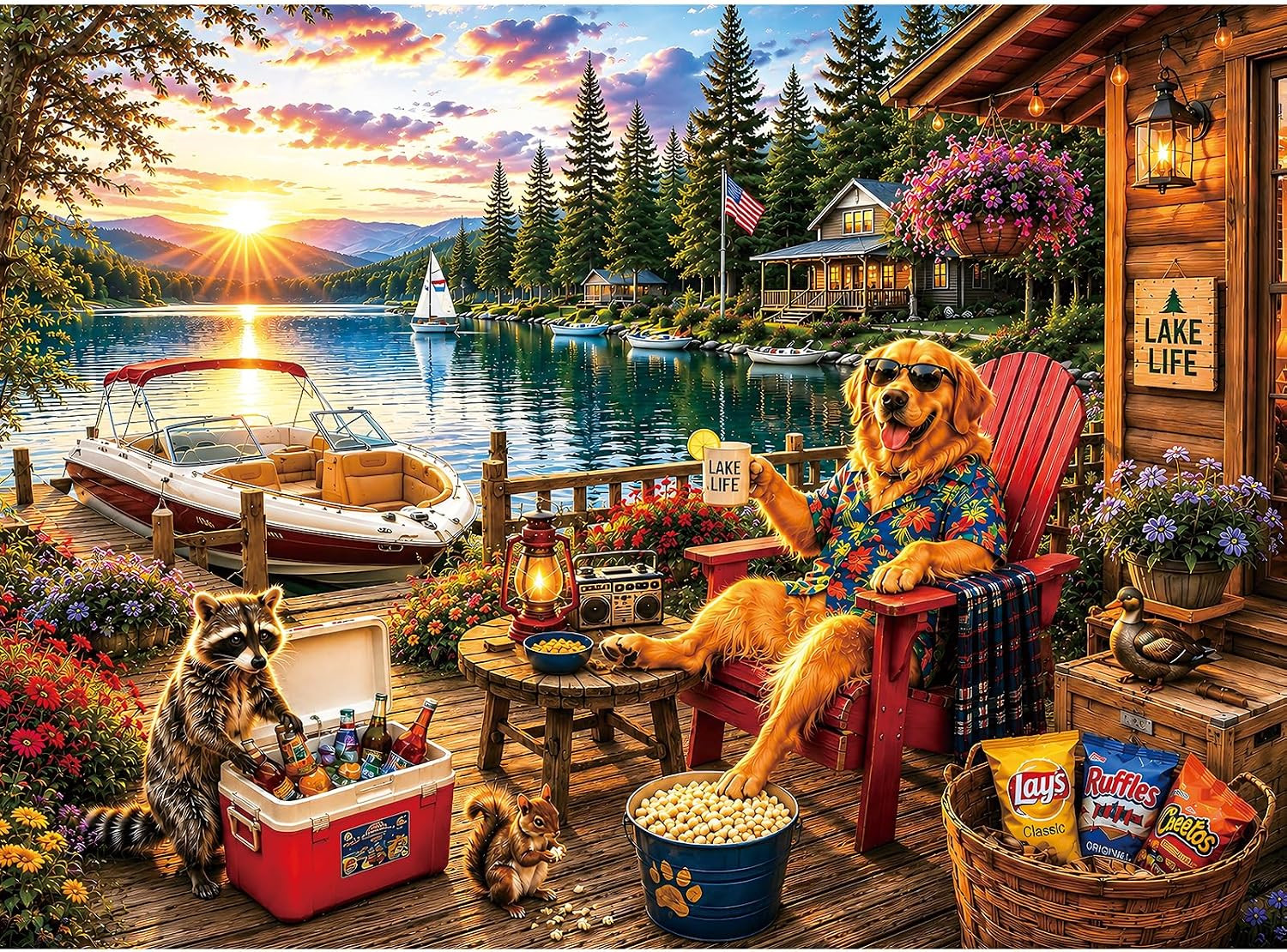 300 Piece Jigsaw Puzzle for Kids & Adults – Lake Life Scene with Golden 300 Piece Jigsaw Puzzle for Kids & Adults – Lake Life Scene with Golden
