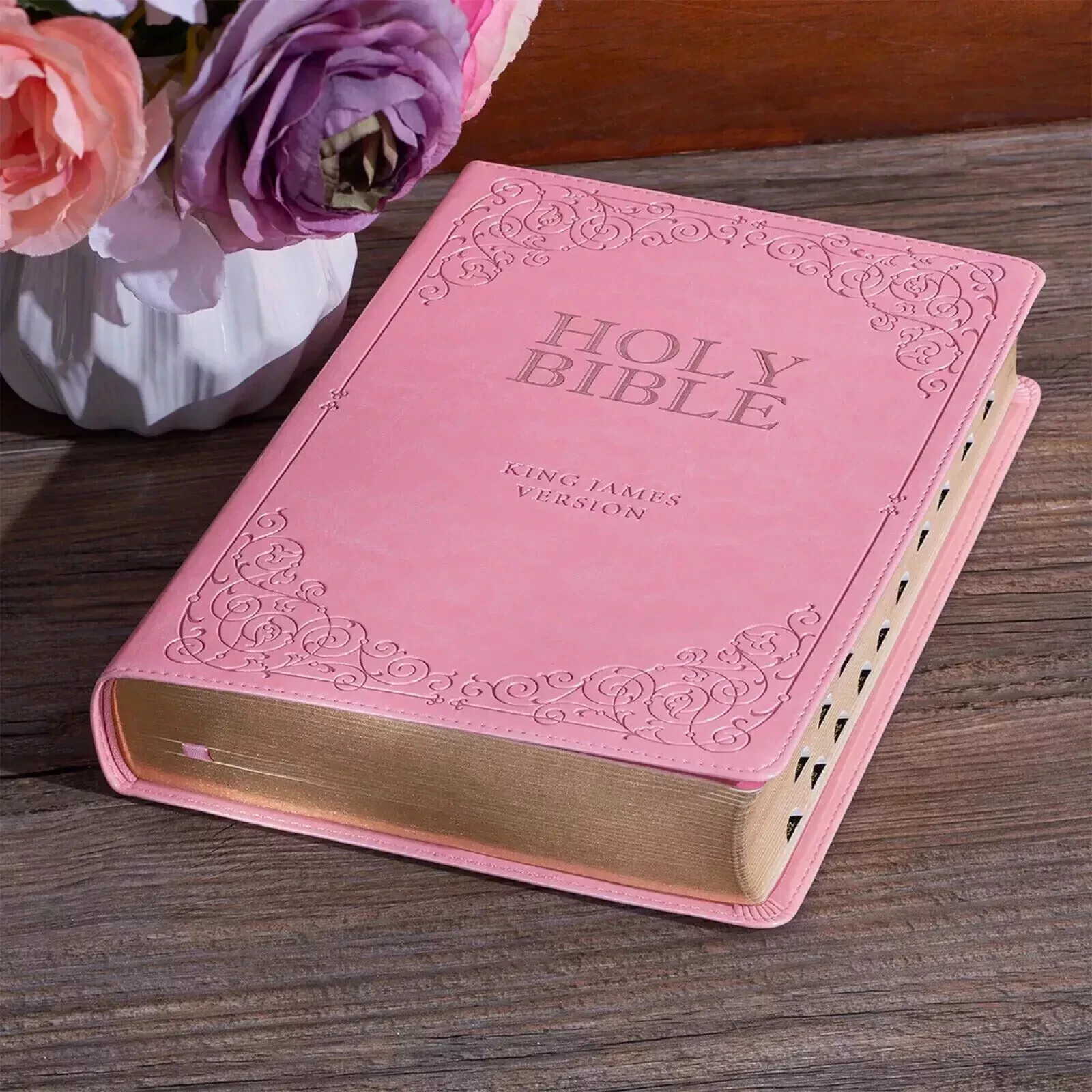 KJV Pink Faux Leather Giant Print Bible Thumb Indexed BRAND NEW in Shrink Wrap