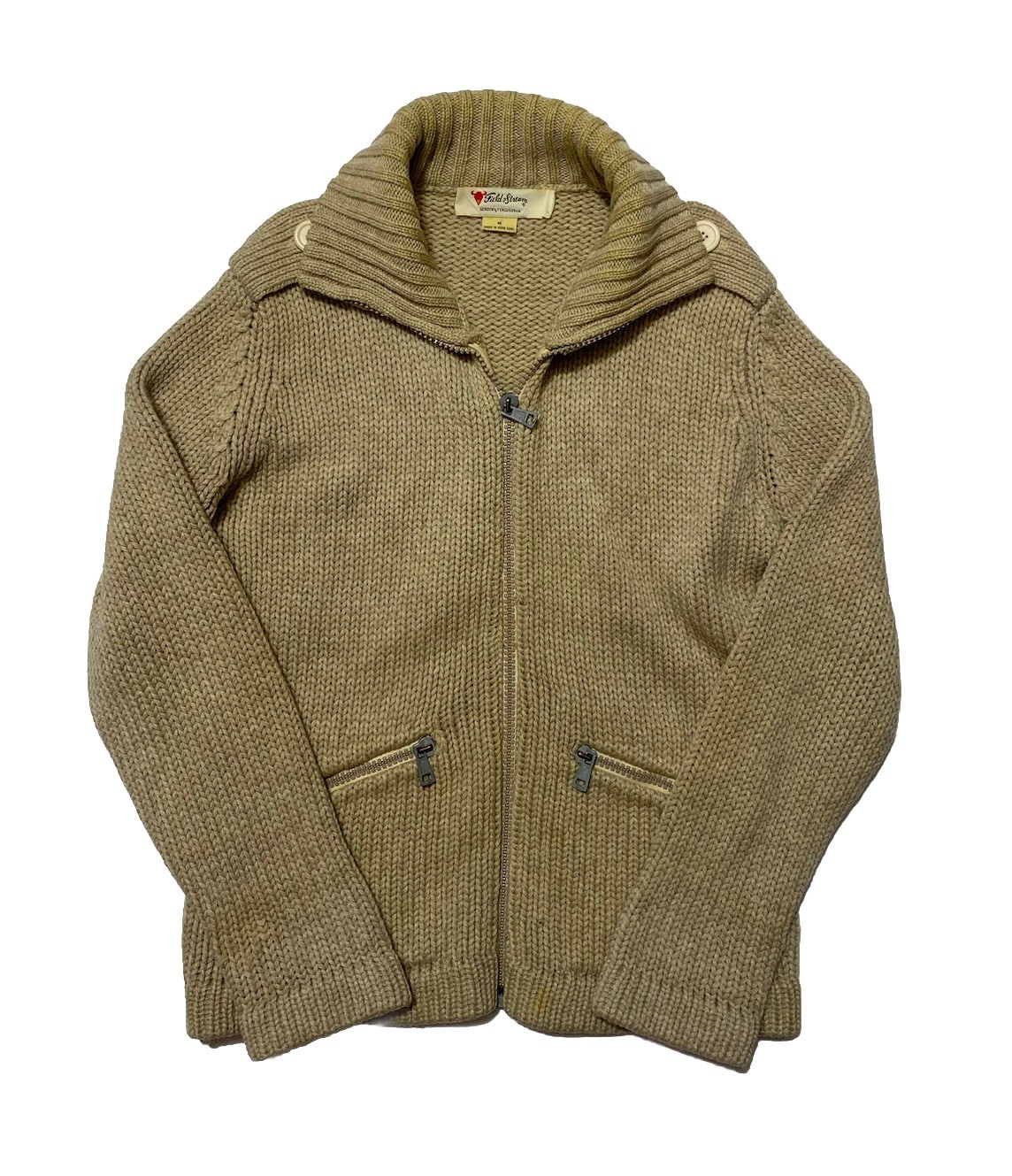 Vintage 60s Field & Stream Wool Cowichan Sweater Jacket Mens Medium ~ Flaws