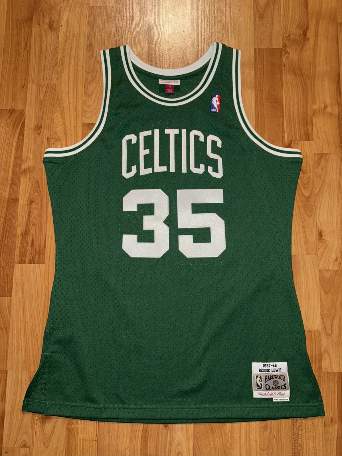 Reggie Lewis 87-88 Mitchell & Ness Hardwood Classics Boston Jersey L Vintage