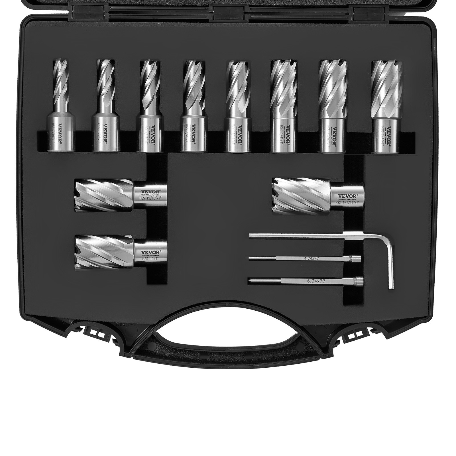 VEVOR Annular Cutter Set HSS Magnetic Drill Bits 13 PCS Weldon Shank 1\