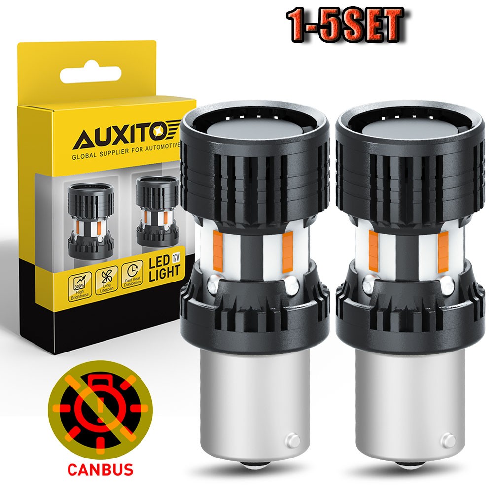 AUXITO 1156 BAU15S Amber Yellow LED Rear Turn Signal Light Bulb CANBUS 2pc2-10X