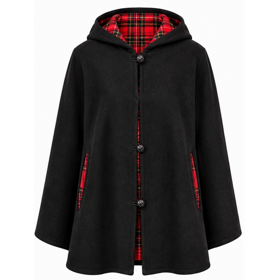 Vintage Pendleton Reversible Wool Cape w Hood Plaid Cloak Goth Hogwarts Academia