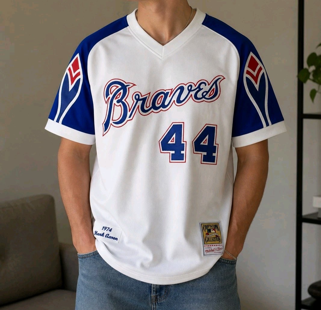 Mitchell Ness M&N Authentic Atlanta Braves Hank Aaron Jersey 44 USA L New Mitchell Ness M&N Authentic Atlanta Braves Hank Aaron Jersey 44 USA L New