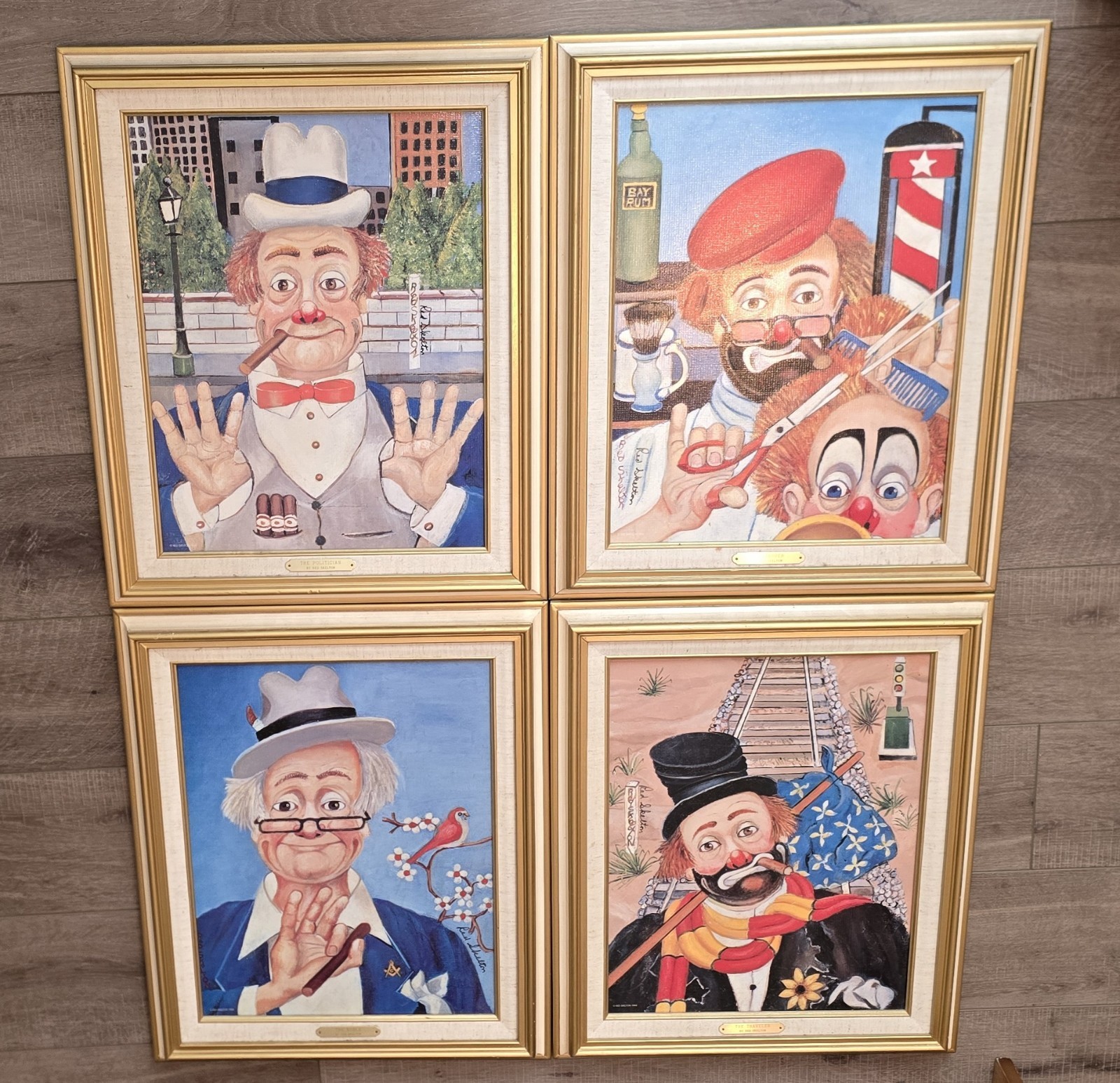Red Skelton Signed Series 10 Canvas Prints Matching Set of 4 #350/2500 Framed