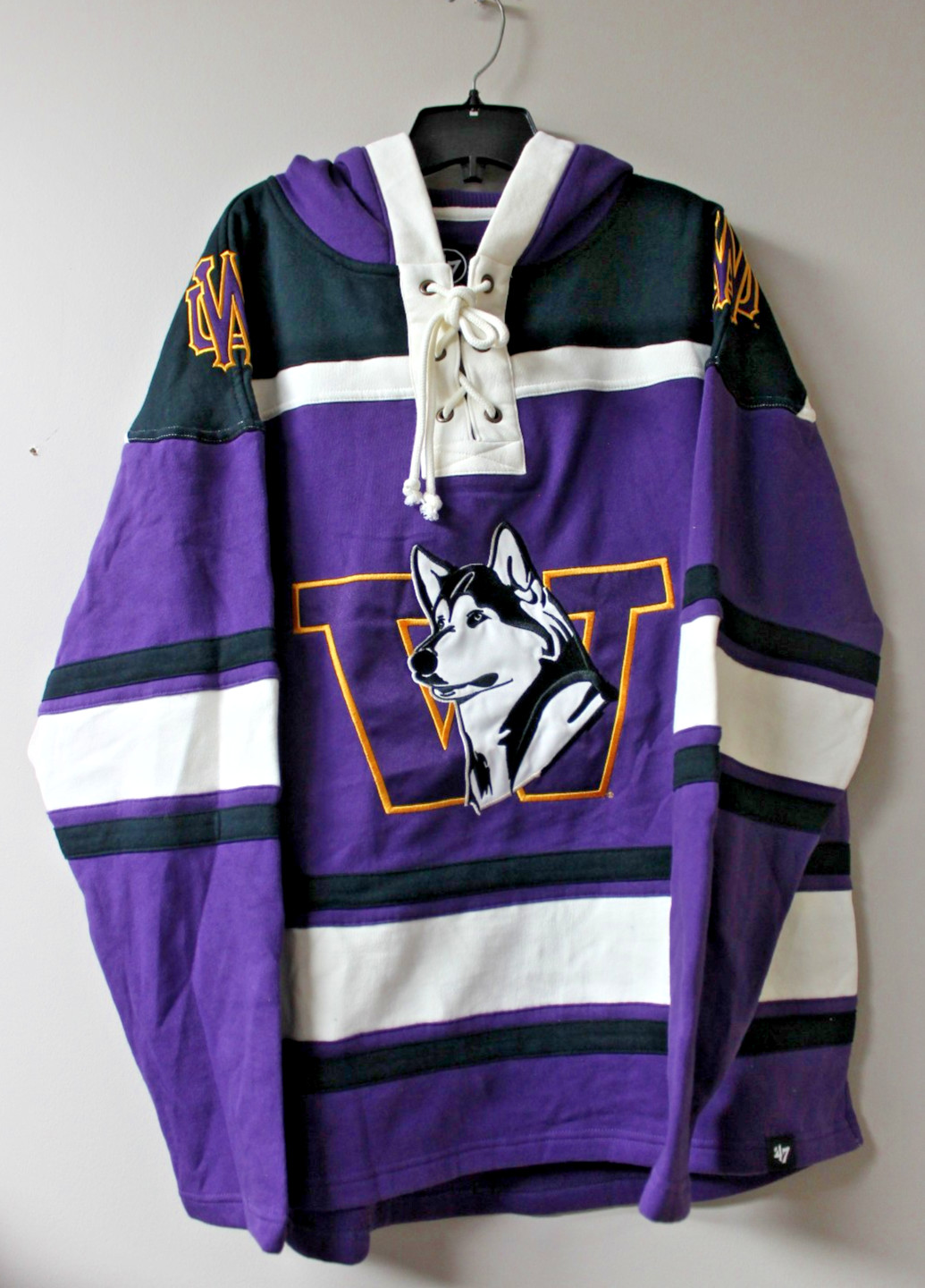 New NCAA Washington Huskies Lacer jersey style mid weight cotton hoodie men\'s L