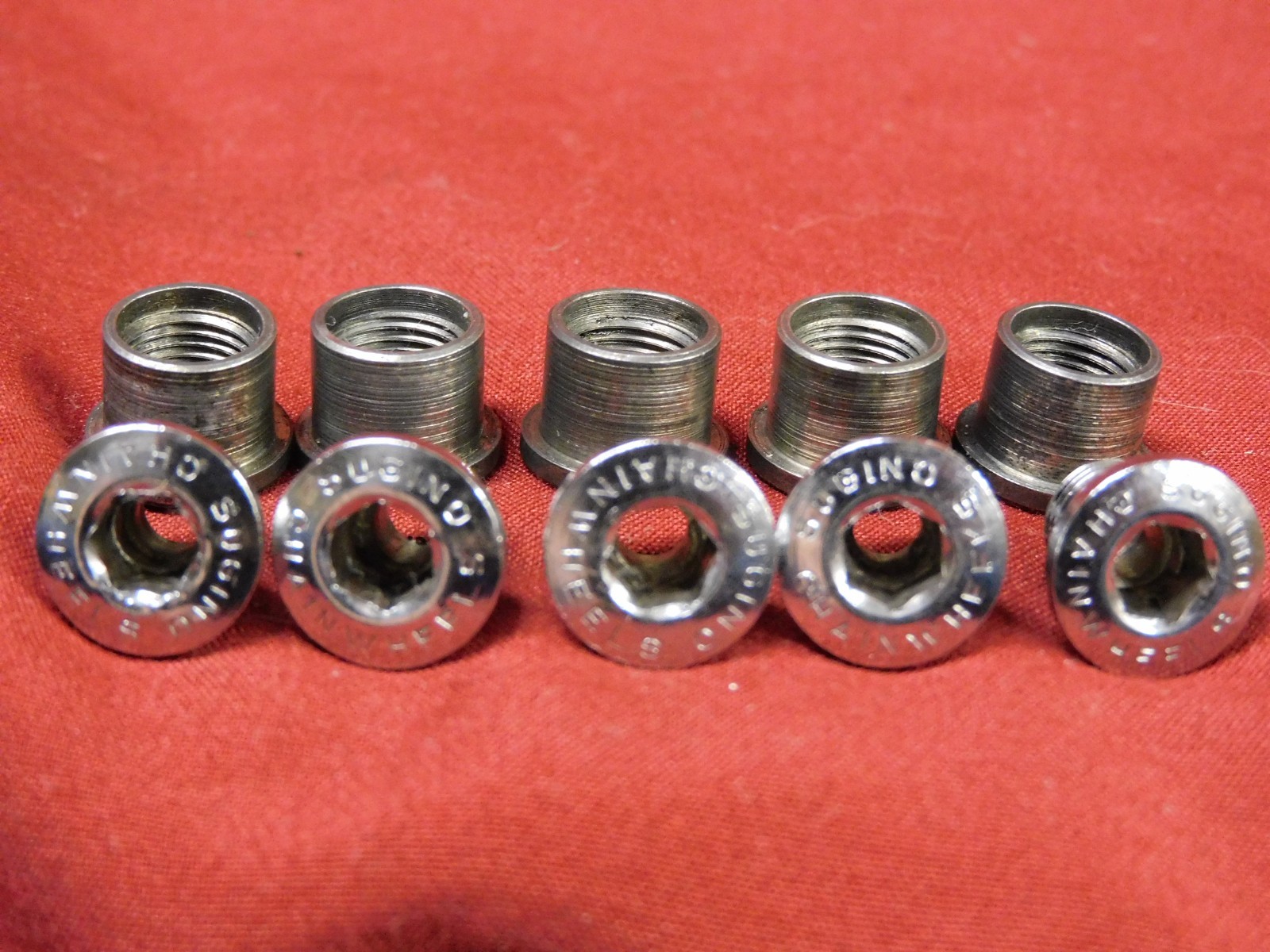 5 Very Nice 1970's Vintage Sugino Chainwheels Chrome Double Chainring Bolts 5 Very Nice 1970's Vintage Sugino Chainwheels Chrome Double Chainring Bolts