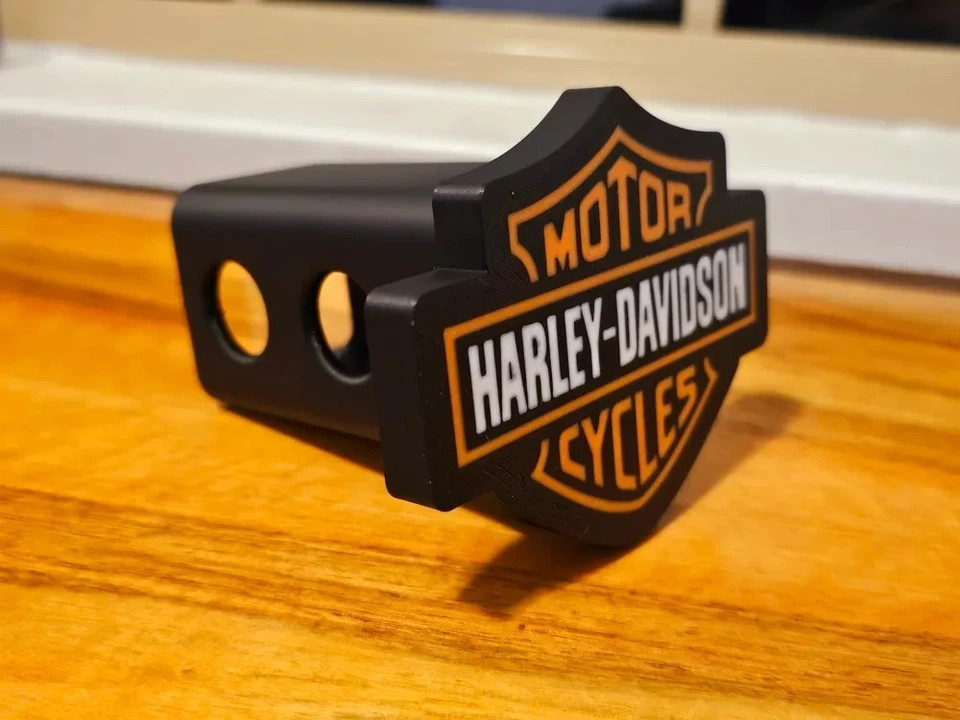 Harley-Davidson Bar Shield Orange Black Trailer Hitch Cover Plug 2 Inch Receiver
