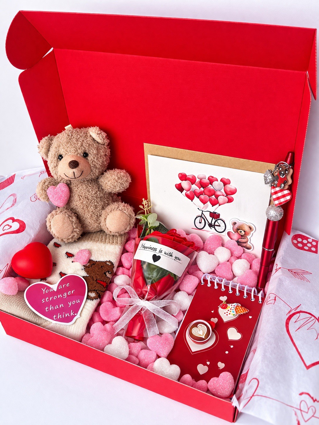 12-Piece Gift Box for Her - Cute Plush Bear & Stationery - Surprise Birthday