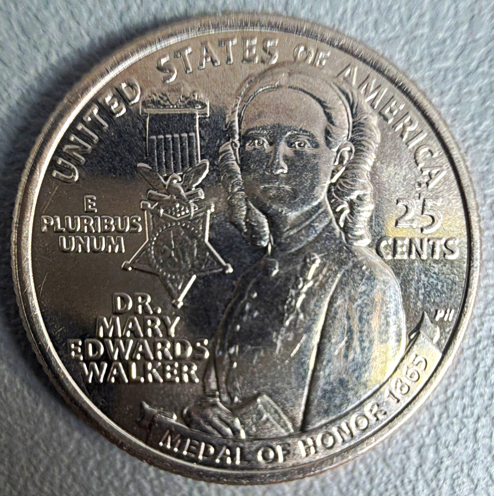 2024-D Dr. Mary Edwards Walker quarter error “In Cod We Trust”