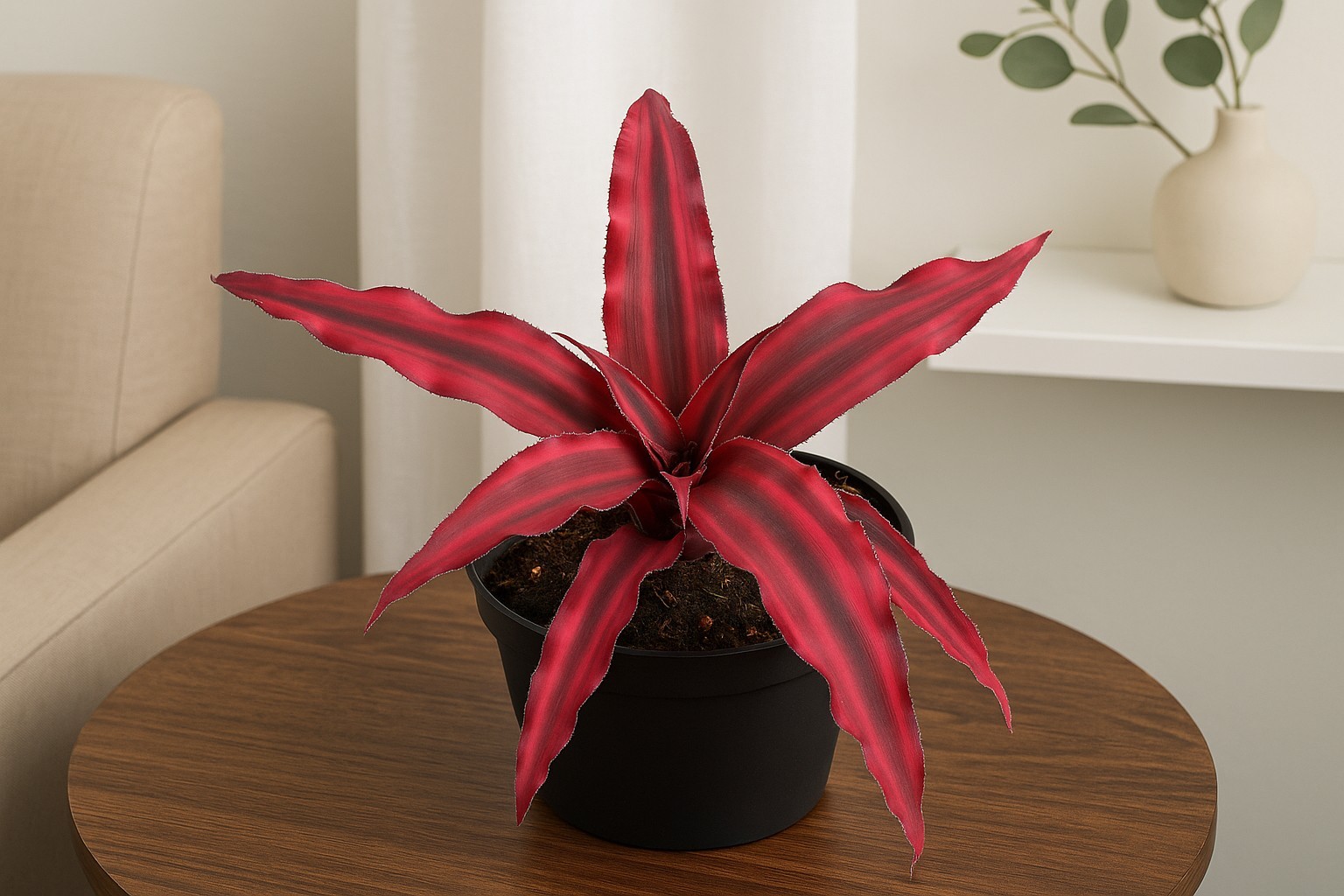Cryptanthus Earth Star Plant Red– Rare Red Bromeliad in Pot – Easy Care. pot 4\'