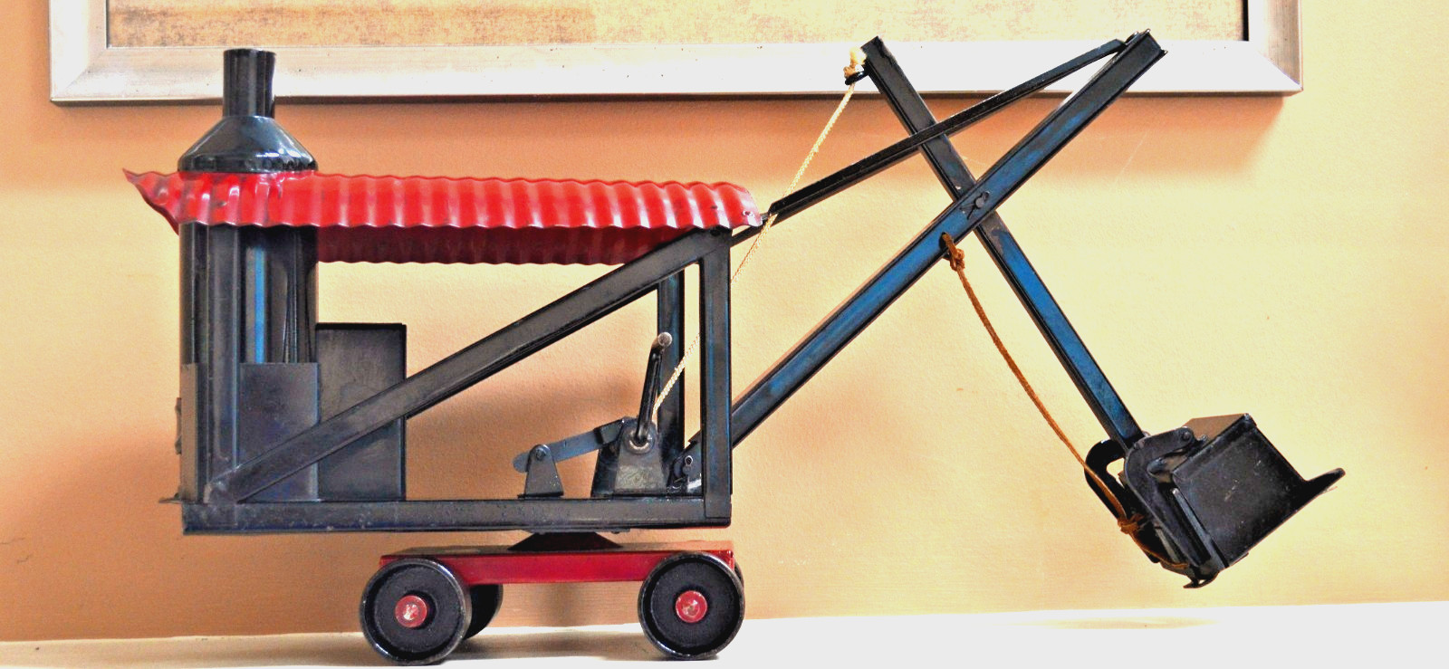 1920s BUDDY L STEAM SHOVEL #220 TYPE 1, PRESSED STEEL CONSTRUCTION TOY. PRISTINE