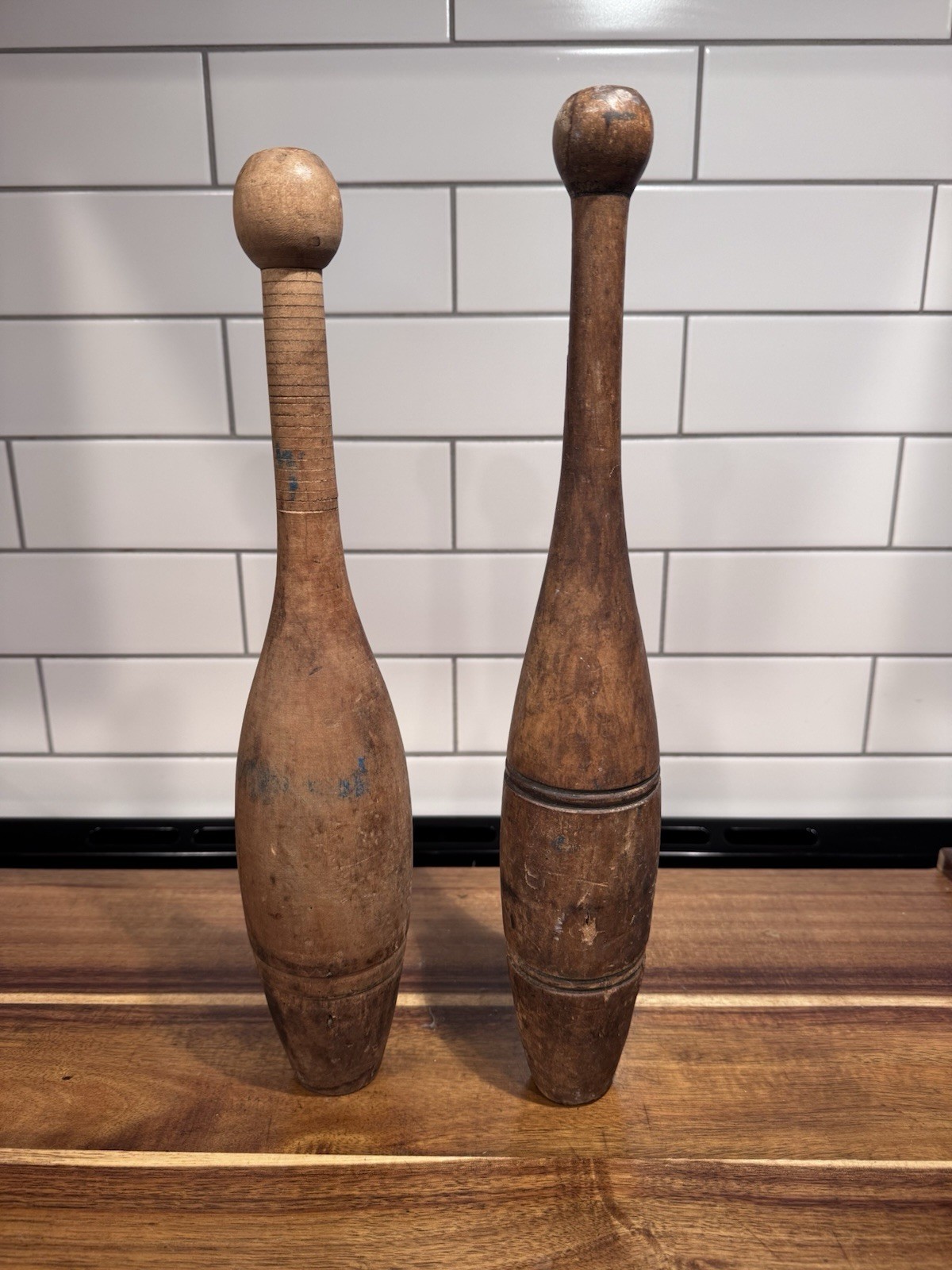 Antique Turned Wood Indian Clubs Circa 1880- 1920