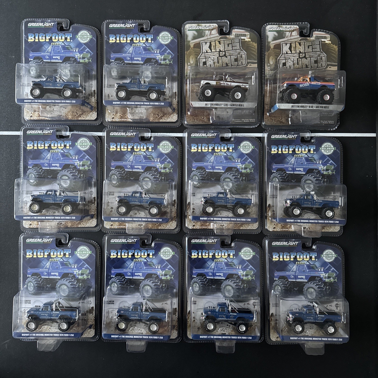 Bigfoot Monster Truck Greenlight 1/64 1974 Ford F-250 #1 + Big Ben + Case of 12