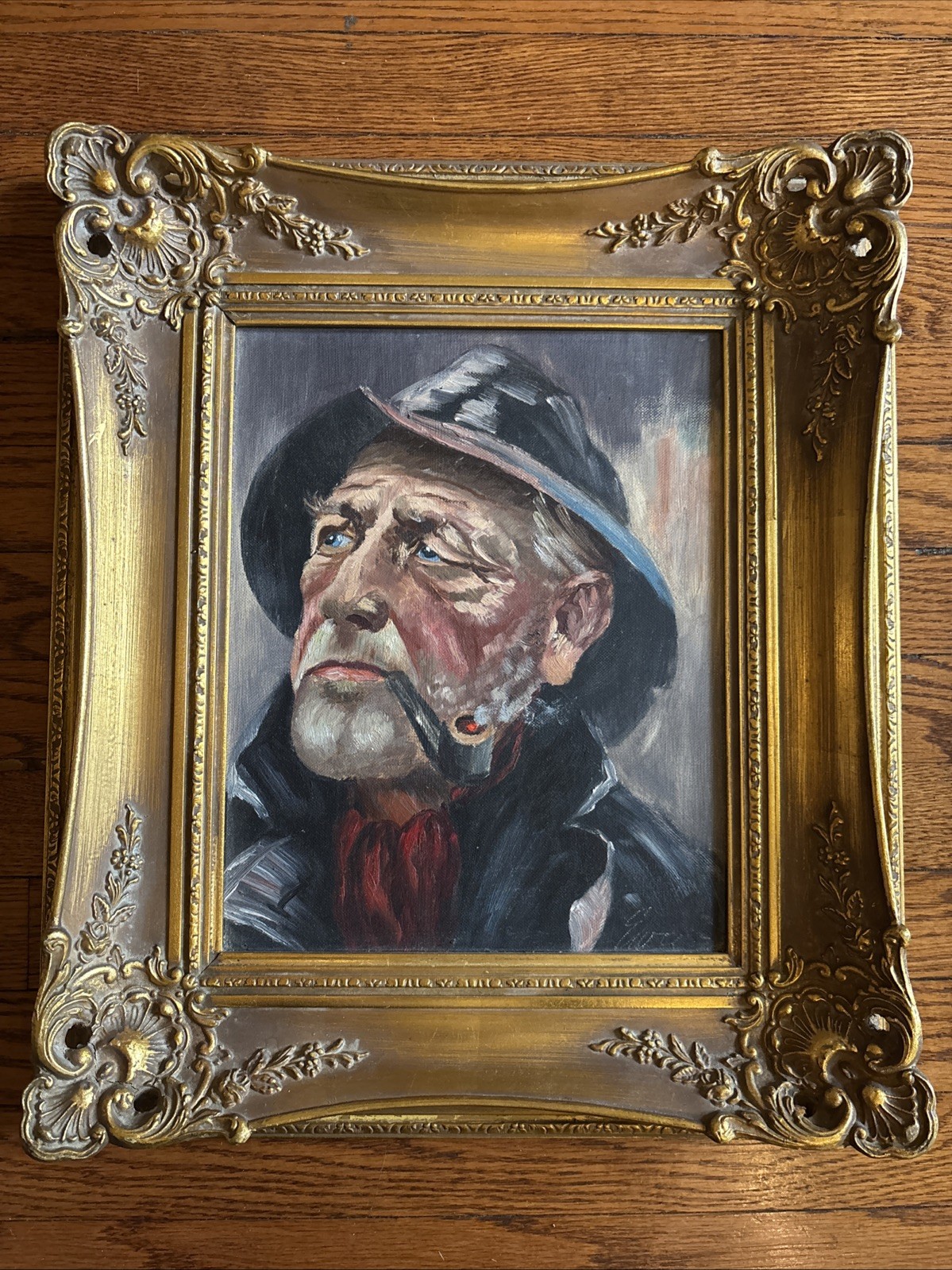 French Oil Painting After Henry Haerendel Captain Sailor Smoking Pipe Portrait