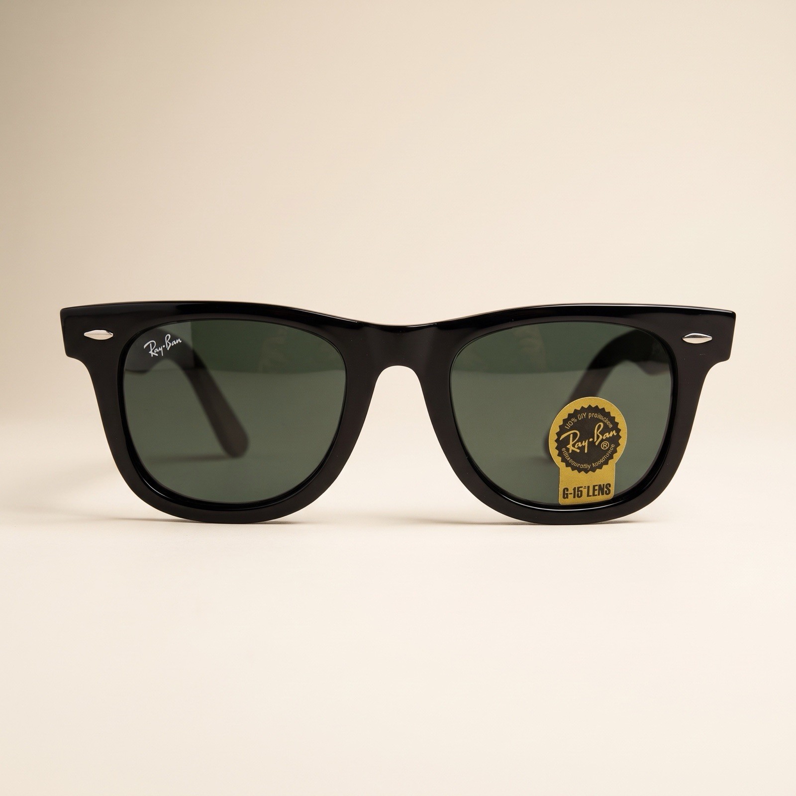 Ray-Ban RB2140 901 50-22 Black Wayfarer Green G-15 Lenses Classic Sunglasses