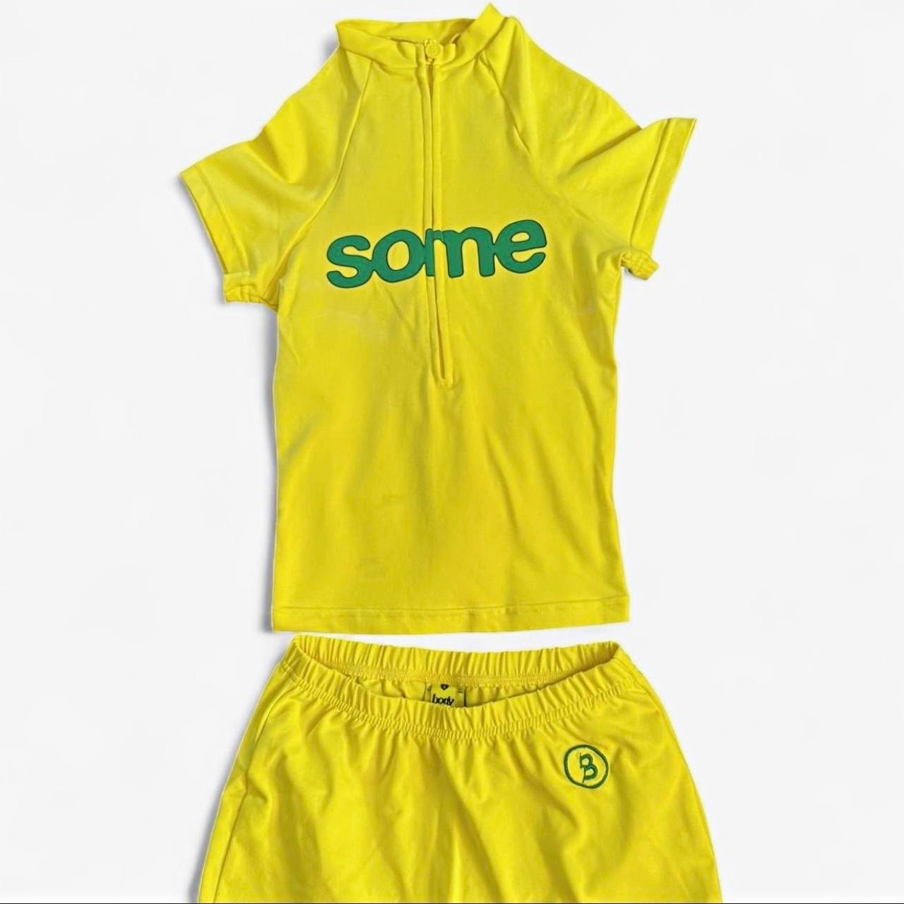 Body by Raven Tracy x Latto 2-Piece Top & Shorts Set Yellow/Green Women S Body by Raven Tracy x Latto 2-Piece Top & Shorts Set Yellow/Green Women S