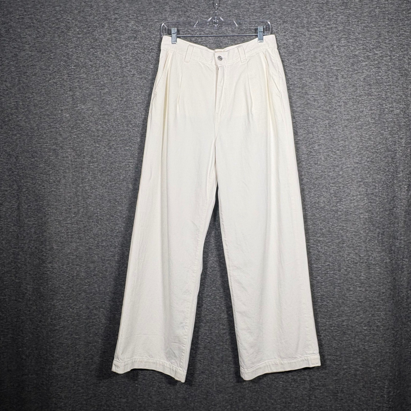 Madewell Pleated Wide Leg Pants White Denim High Rise N0670 Size 28 NWT