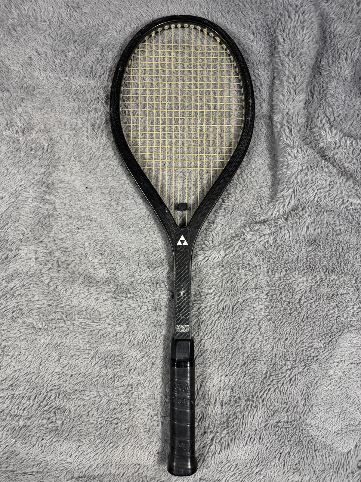 Vintage Fischer Power Glass Tennis Racquet 4 5/8 Grip Black Made Austria Adult