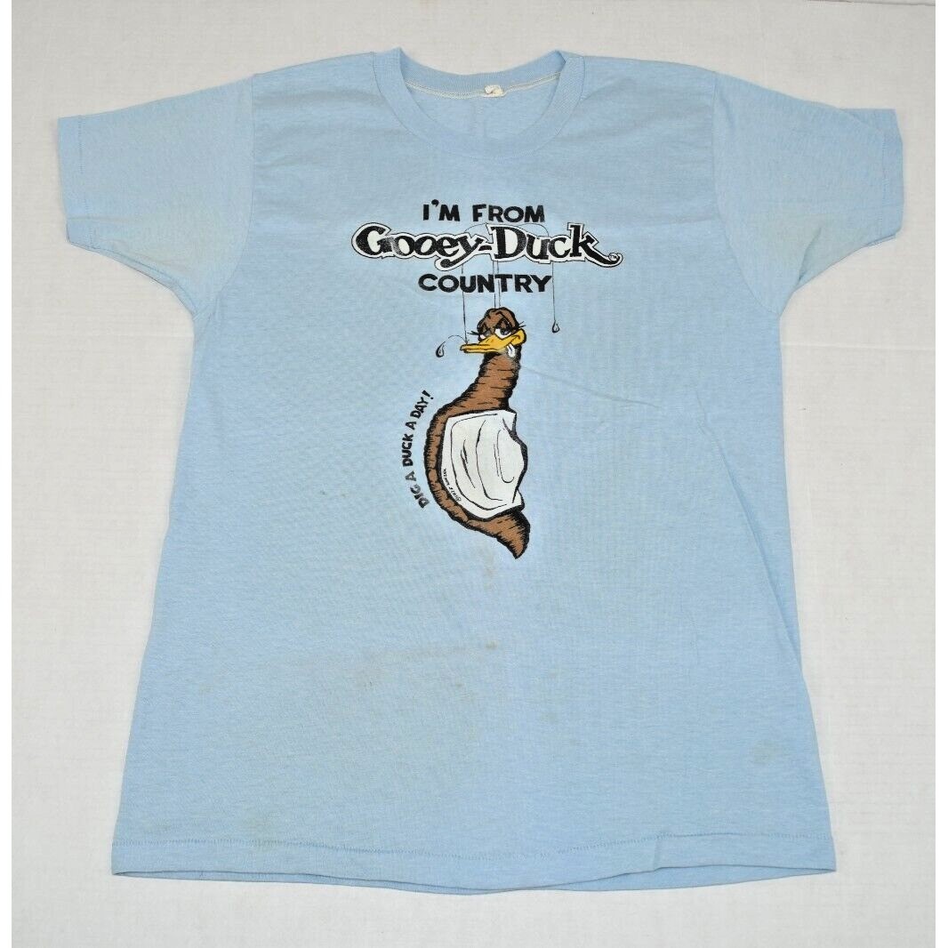 Vintage T-Shirt 70s Im From Gooey Duck Country Single Stitch Mens M Made USA \'75