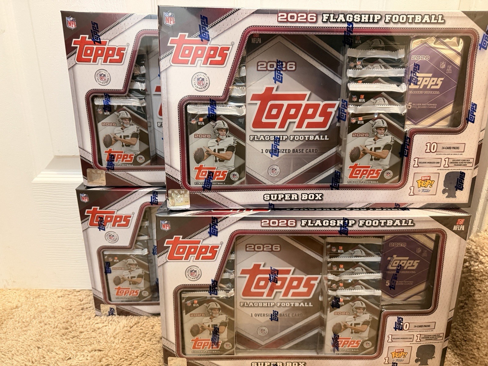 6x LOT Topps 2026 Flagship Football Super Box Sealed Trading Card Box NFL 