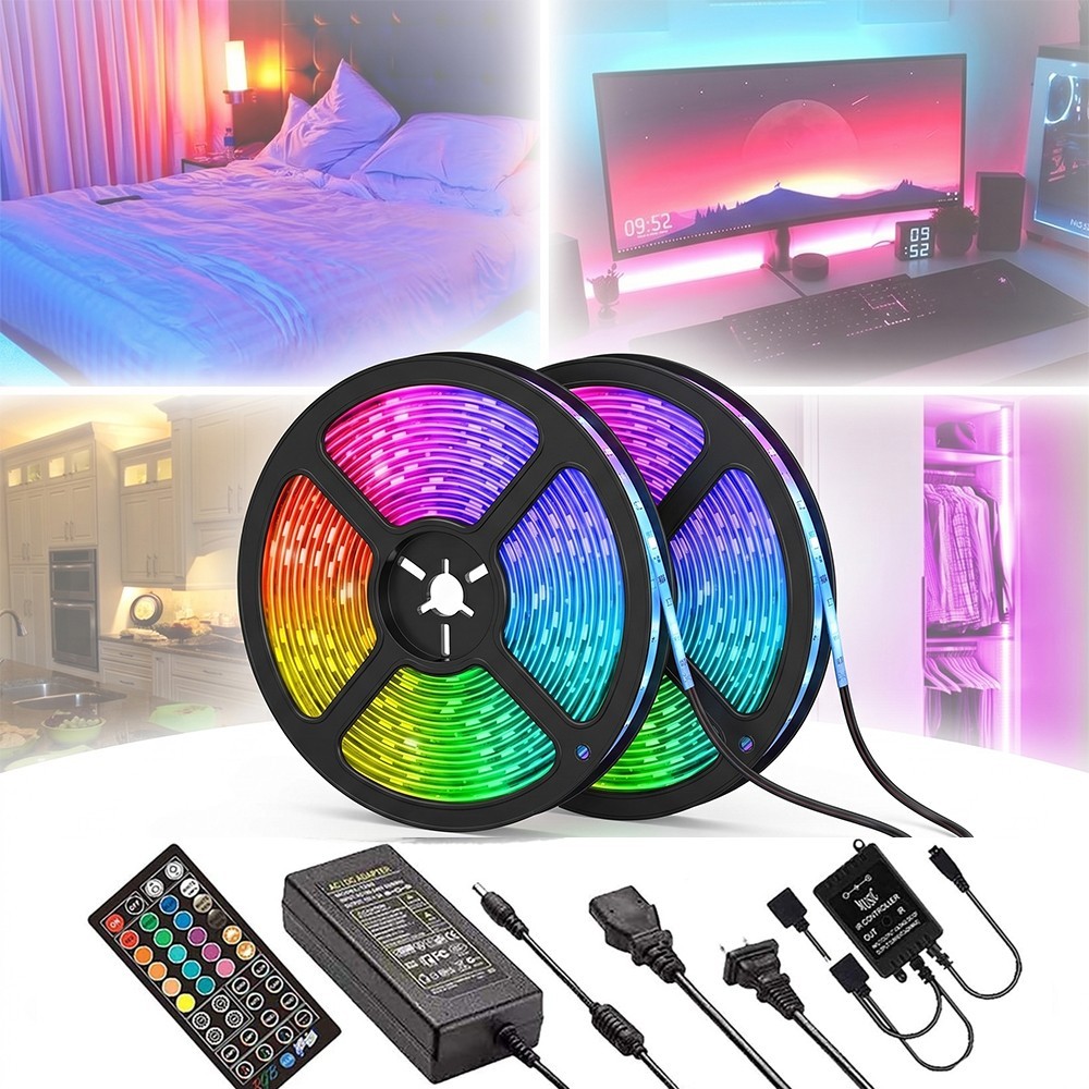 32ft LED Strip Lights SMD 5050 RGB 300 LEDs w/ Remote Controll Bedroom Indoor