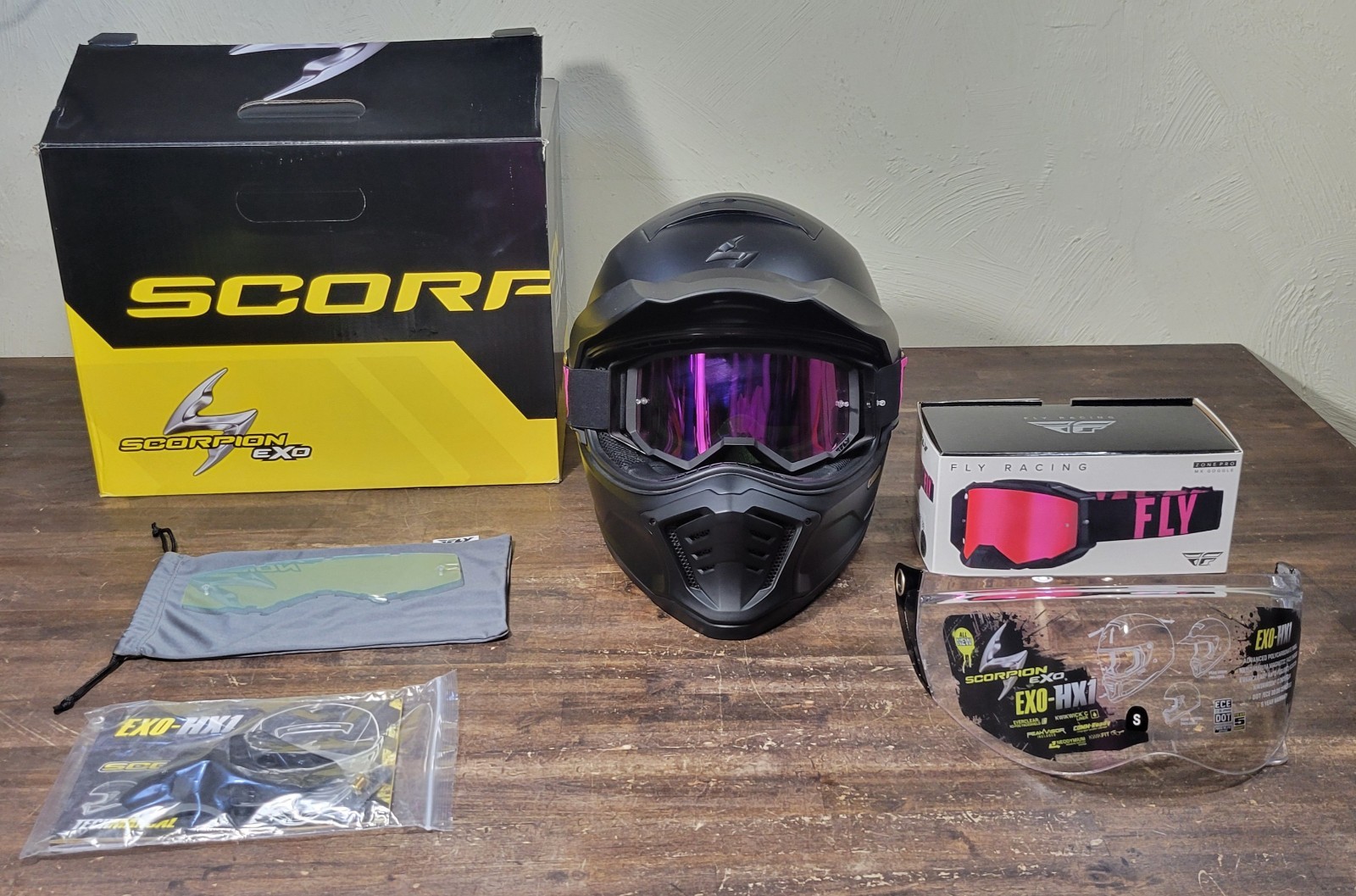 Scorpion EXO-HX1 Black Full Face Motorcycle Helmet DOT ECE With Goggle Small 6/7