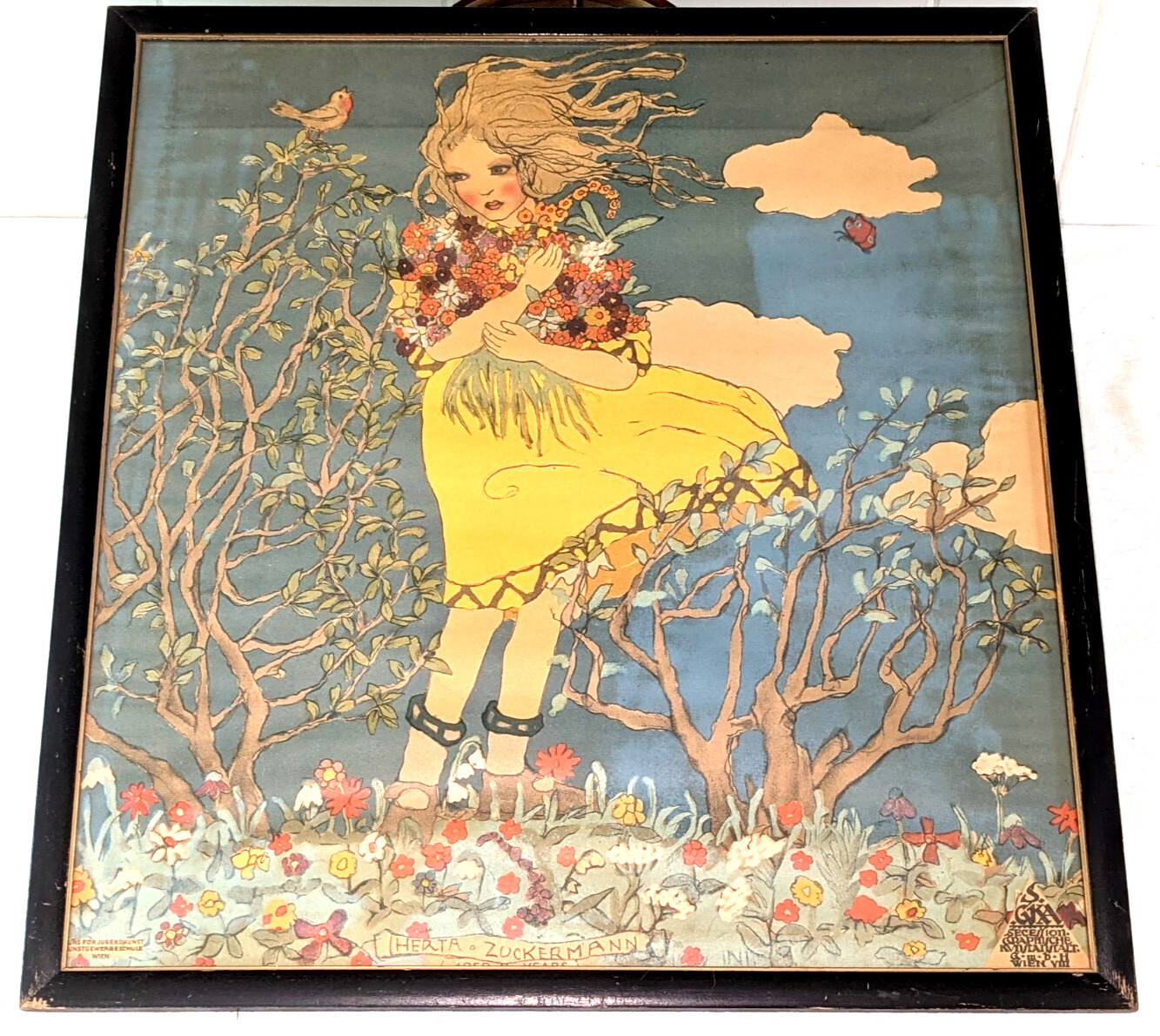 Franz Cizek (1865- 1946) Antique Framed Original Lithograph Herta Zuckermann