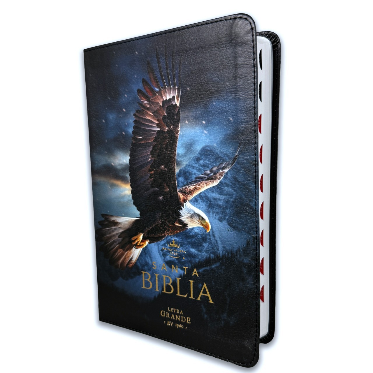 Biblia Letra Grande 12 puntos RV1960 imit piel negro águila con índice