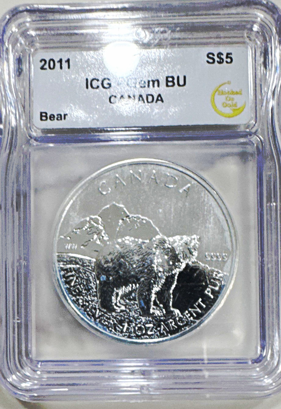 2011 Canada $1 0.9999 Fine Silver Bear Coin ICG GEM BU - Bear Variety Silver